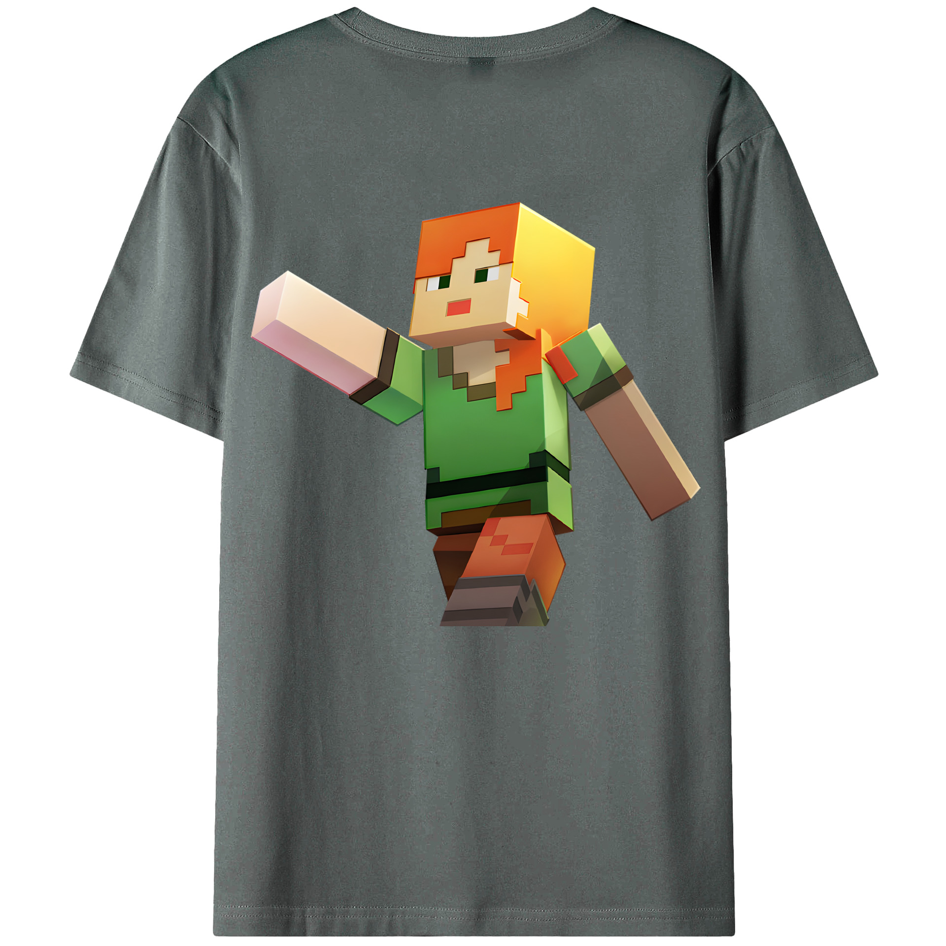 （画像用） マインクラフト ブロックの世界 Minecraft MC Block world 綿100％ メンズ半袖Tシャツ（バックプリント） 通気性